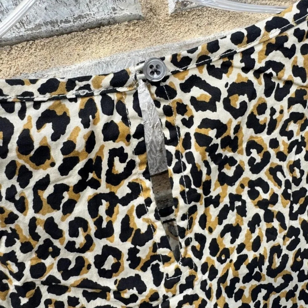 J. Crew Puff Sleeve Leopard Print Pullover Blouse Women's Size S